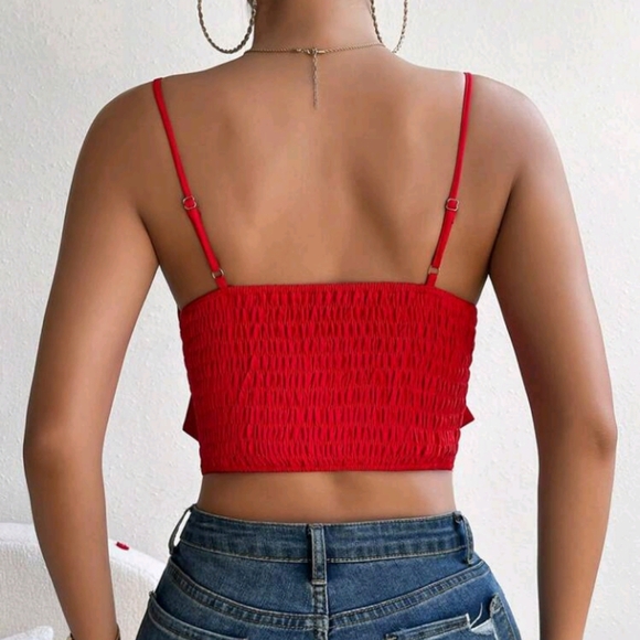 Big Bow Front Shirred Back Cami Top - Picture 2 of 6